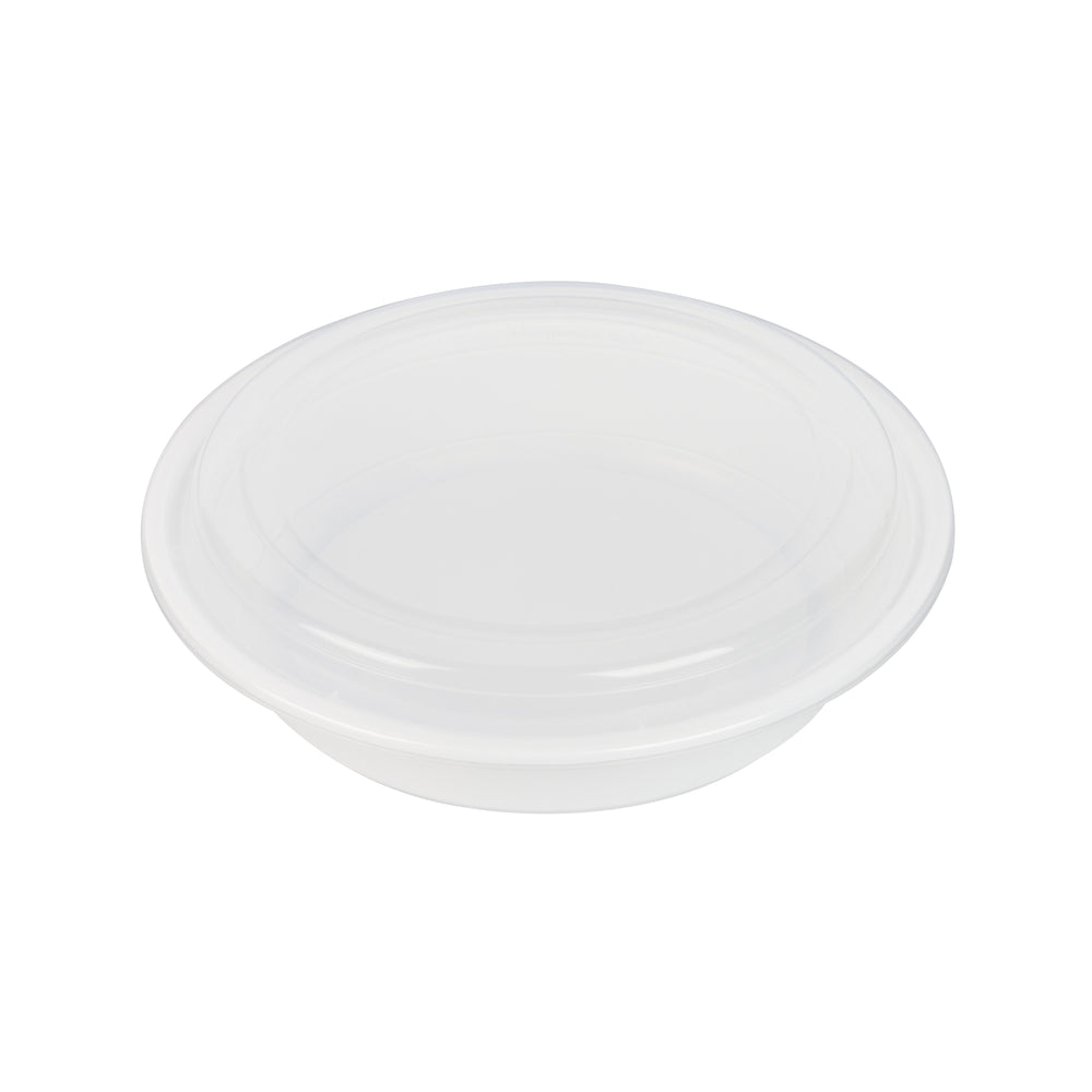 Asporto 48 oz Round White Plastic To Go Box - with Clear Lid ...