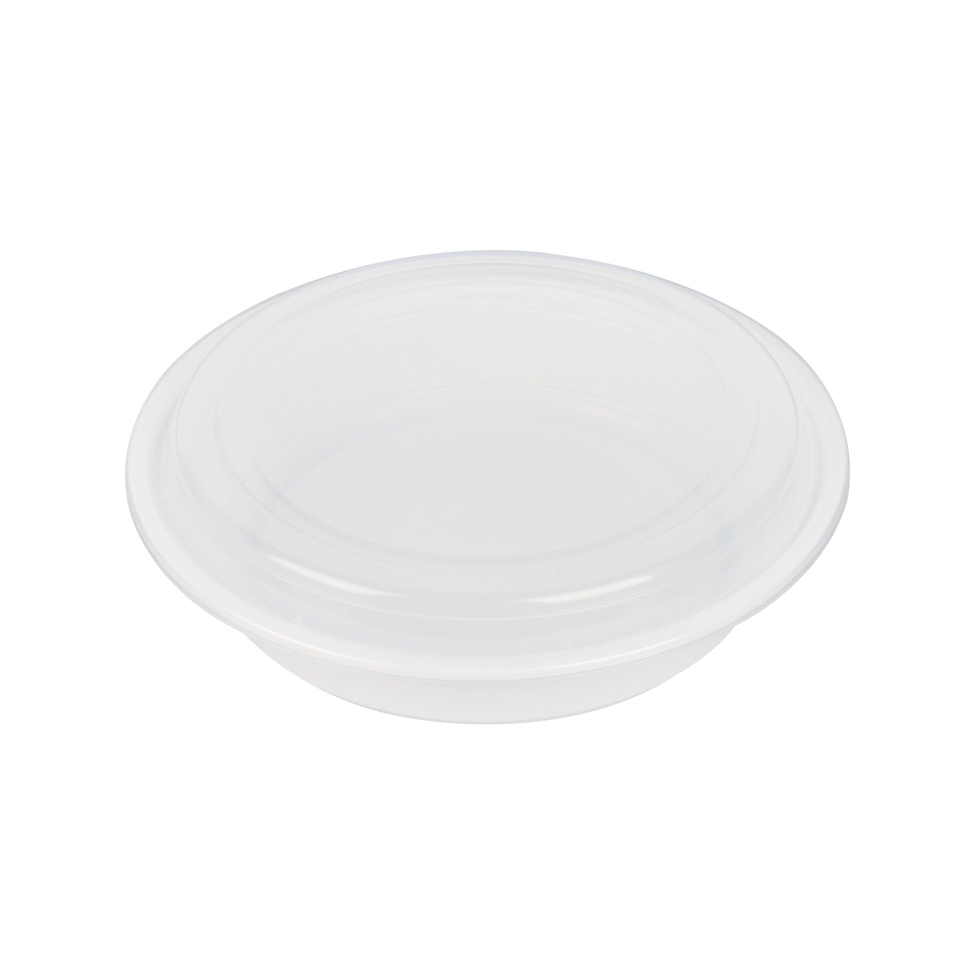 Asporto 48 oz Round White Plastic To Go Box - with Clear Lid, Microwavable - 9" x 9" x 1 3/4" - 50 count box