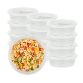 Asporto 8 oz Round Clear Plastic Soup Container - with Lid, Microwavable - 4 1/2" x 4 1/2" x 1 3/4" - 100 count box