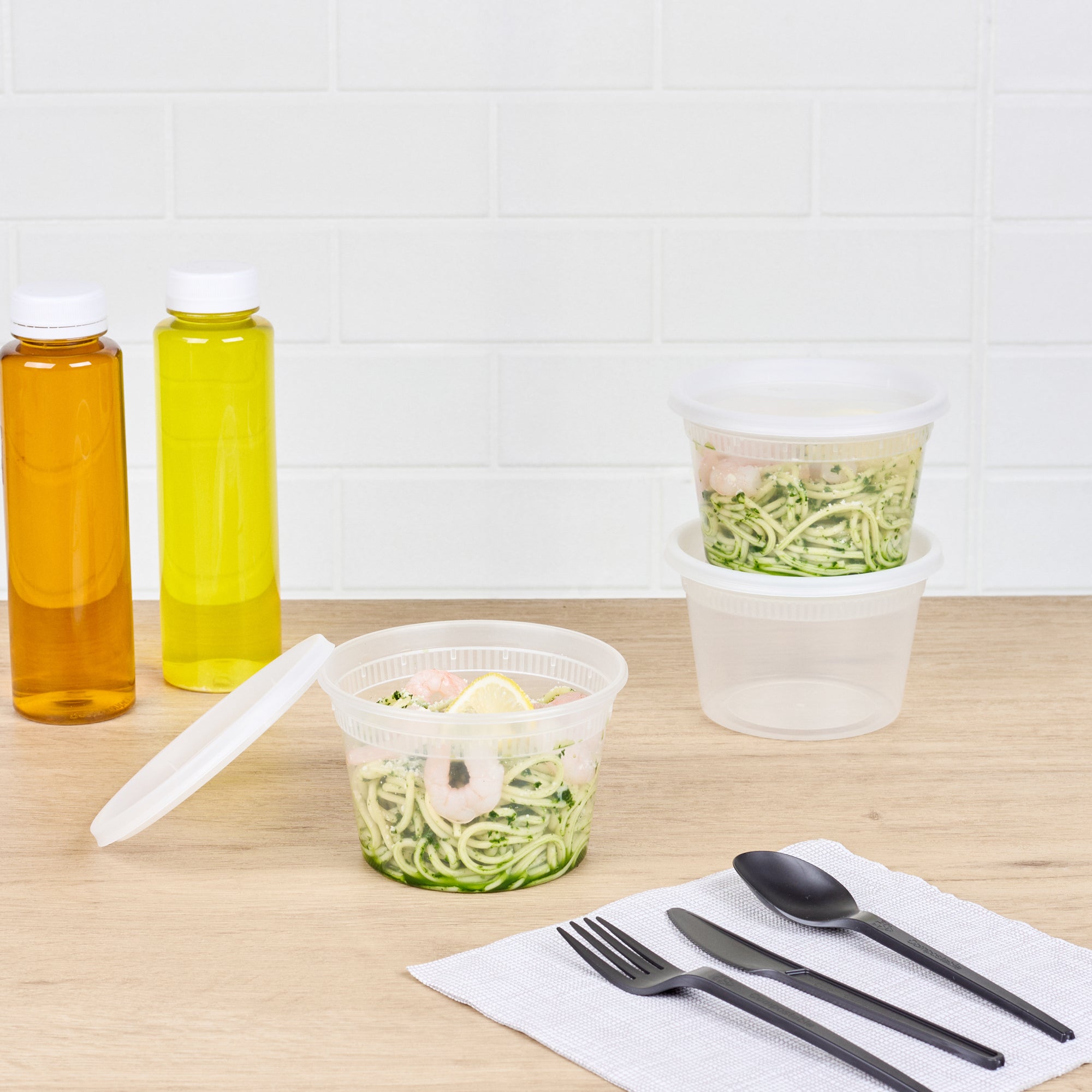 Container Powder Soup Asporto 16 oz Round Clear Plastic Soup Container - with Lid ...