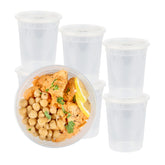 Asporto 32 oz Round Clear Plastic Soup Container - with Lid, Microwavable - 4 1/2" x 4 1/2" x 5 1/2" - 100 count box