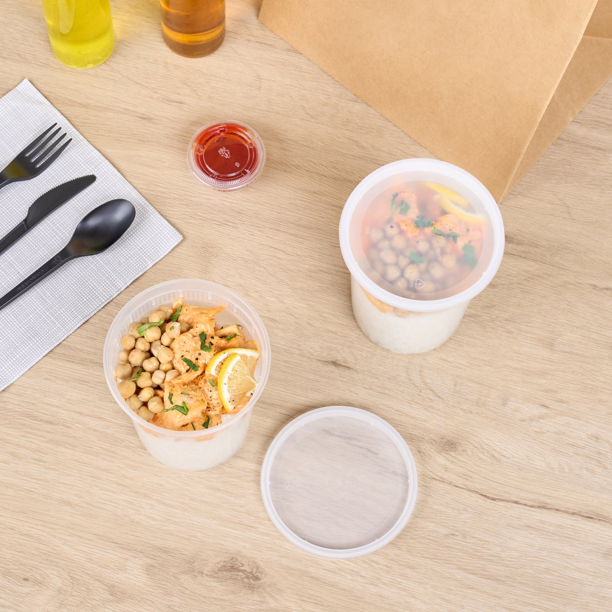 Pokanic 32 Oz Clear Round Plastic Deli Containers With Lids – BPA Free, Microwave & Freezer Safe, USA Made