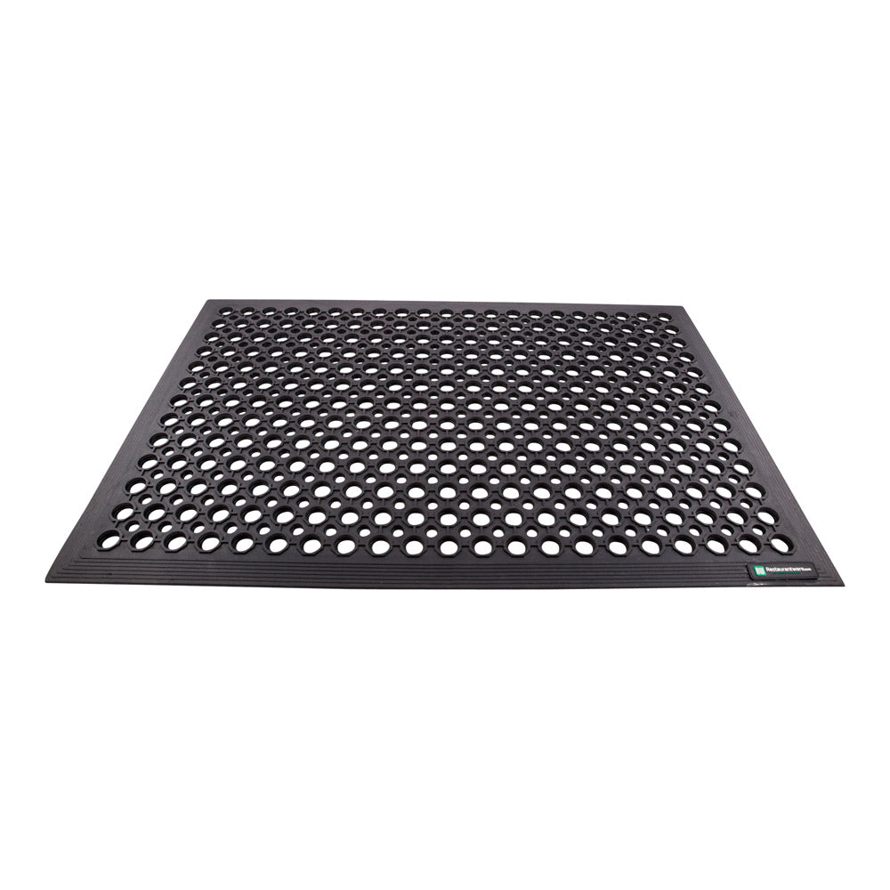 Serve Secure Rectangle Black Rubber Floor Mat - Beveled Edge - 60" x 36" x 1/2" - 1 count box