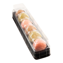 Shock Safe Rectangle Black Plastic Macaron Take Out Box - Fits 6 Macarons - 11