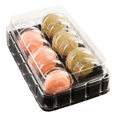 Shock Safe Rectangle Black Plastic Macaron Take Out Box - Fits 12 Macarons - 11