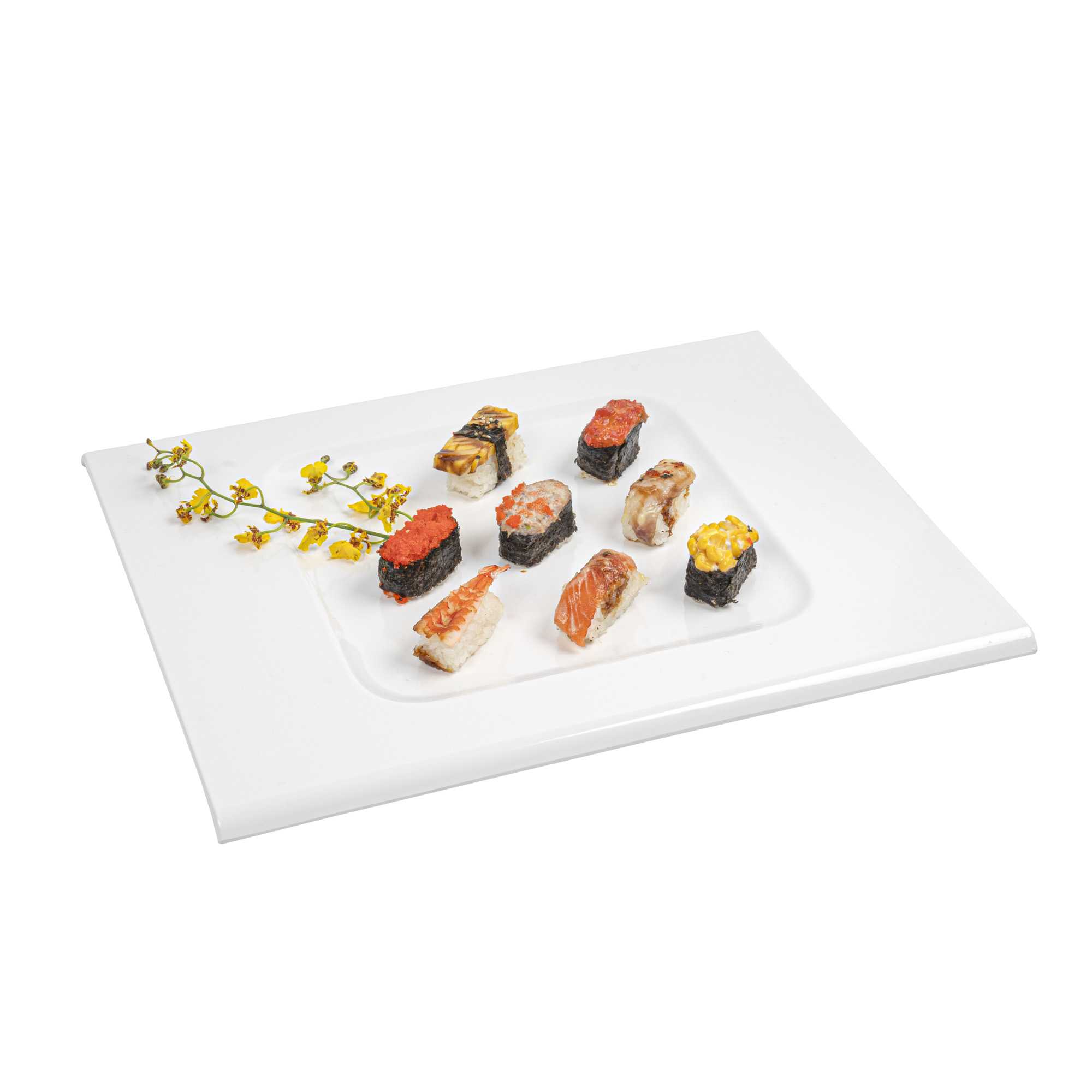 2 Count Box Voga Rectangle White Melamine Tray - 16 1/2