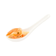 Voga White Melamine Asian Soup Spoon - 4 3/4