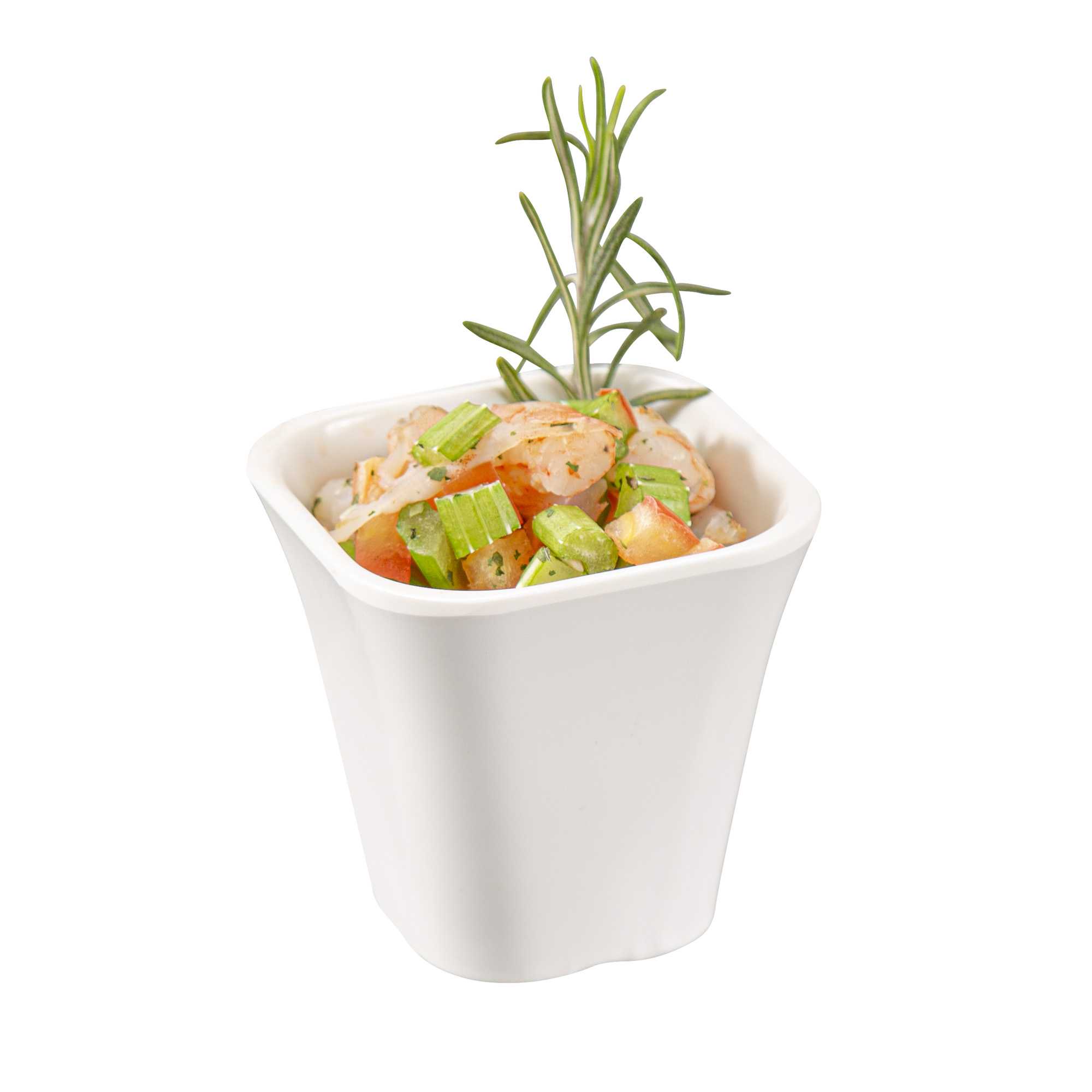 Voga 6 oz Square White Melamine Tasting Cup - Kova - 3" x 3" x 2 3/4" - 10 count box