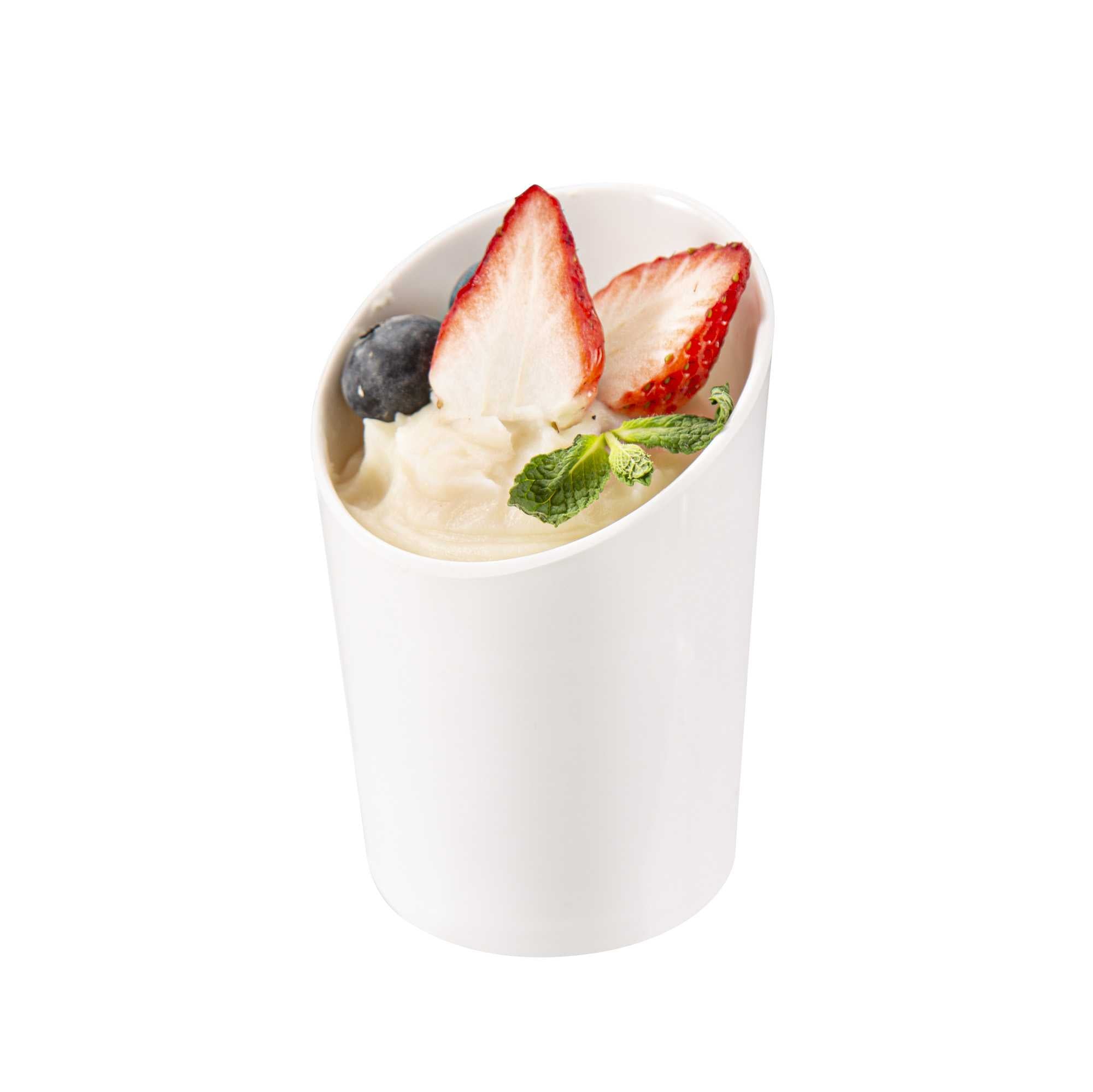 Voga 9 oz Round White Melamine Cup - Incline - 3" x 3" x 3" - 10 count box