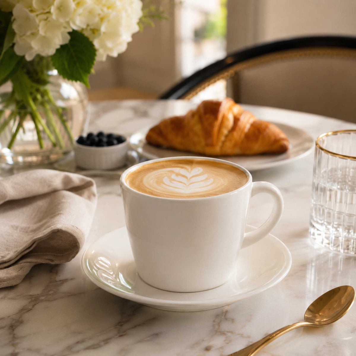 Voga 10 oz Round White Melamine Coffee Cup and Saucer Plate - 10 sets - 6" x 6" x 3" - 10 count box