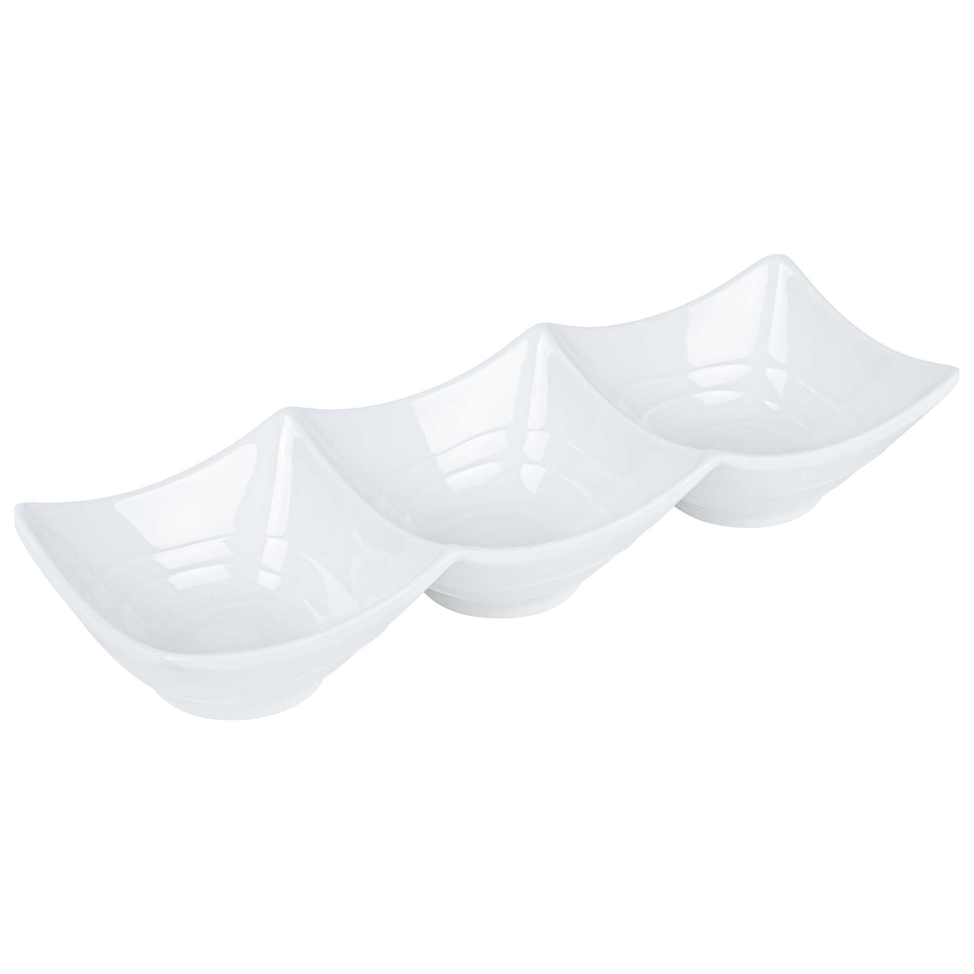Voga 9 oz Square White Melamine Triplets Set - 9 1/2" x 3 1/4" x 1 3/4" - 80 count box