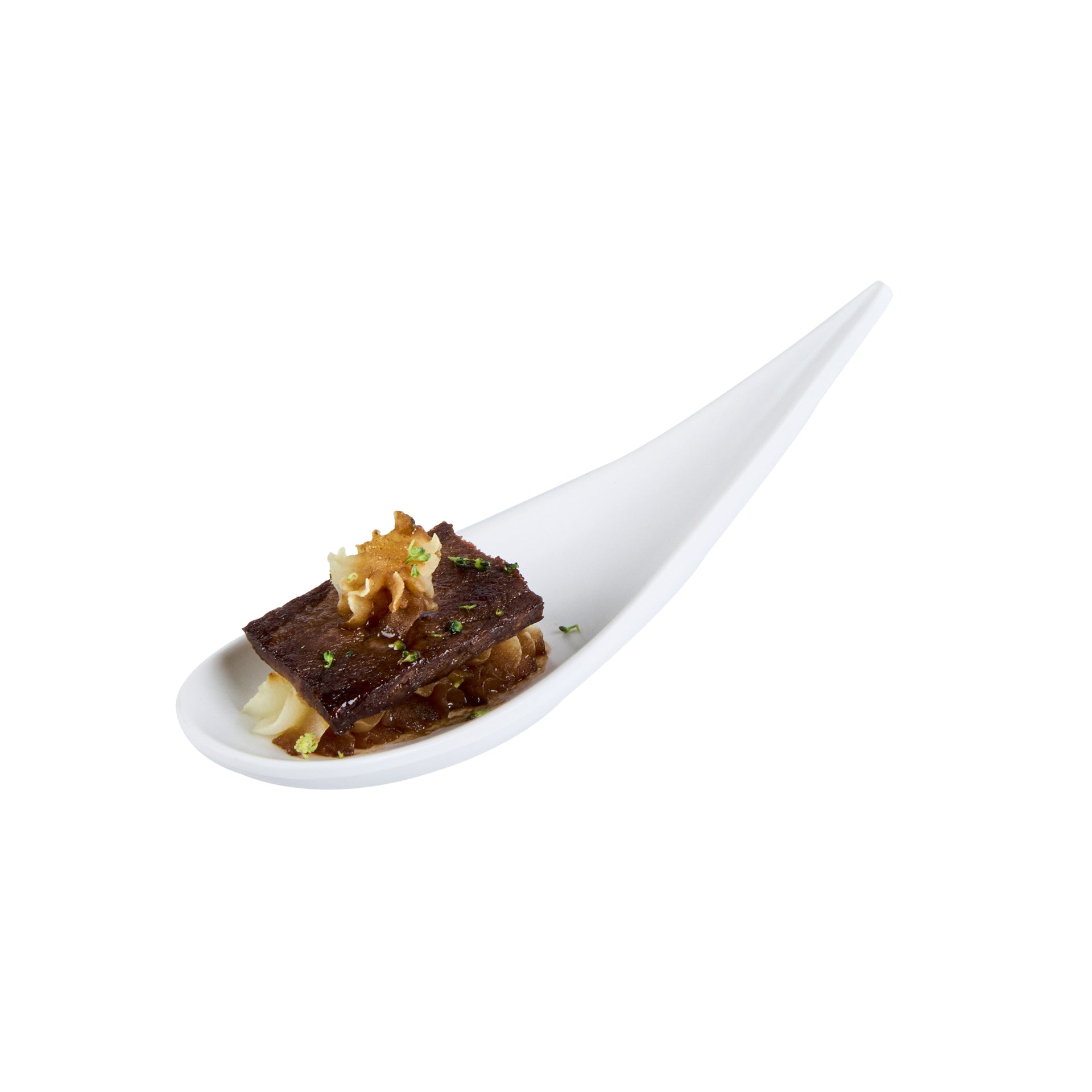 Voga Teardrop White Melamine Tasting Spoon - Japonais, Moderna - 4 1/4" x 1 3/4" x 1 3/4" - 10 count box