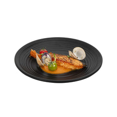 Voga Round Black Melamine Medium Plate - Japonais, Black Stone - 10