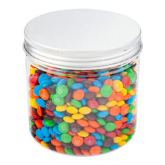 17 oz Round Clear Plastic Candy and Snack Jar - with Aluminum Lid - 3 1/2