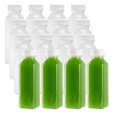 Bottle Tek 12 oz Square Clear Plastic Cold Pressed Juice Bottle - with Safety Cap - 2" x 2" x 6 1/2" - 100 count box