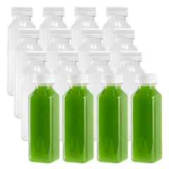 12 oz Square Clear Plastic Cold Pressed Juice Bottle - with Safety Cap - 2