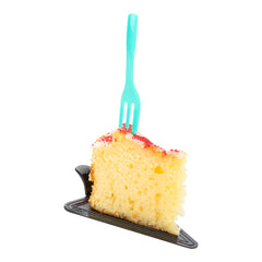 Teal Plastic Cake Fork with Knife Edge - 4