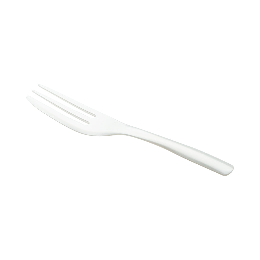 Coppetta Pearl White Plastic Cake Fork with Knife Edge - 4" x 3/4" - 100 count box