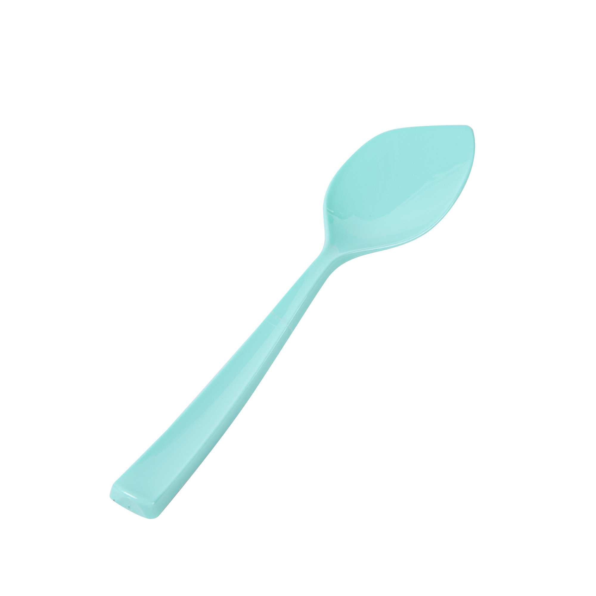 Coppetta Teal Plastic Petal Spoon - 4 1/2" x 1" - 5000 count box