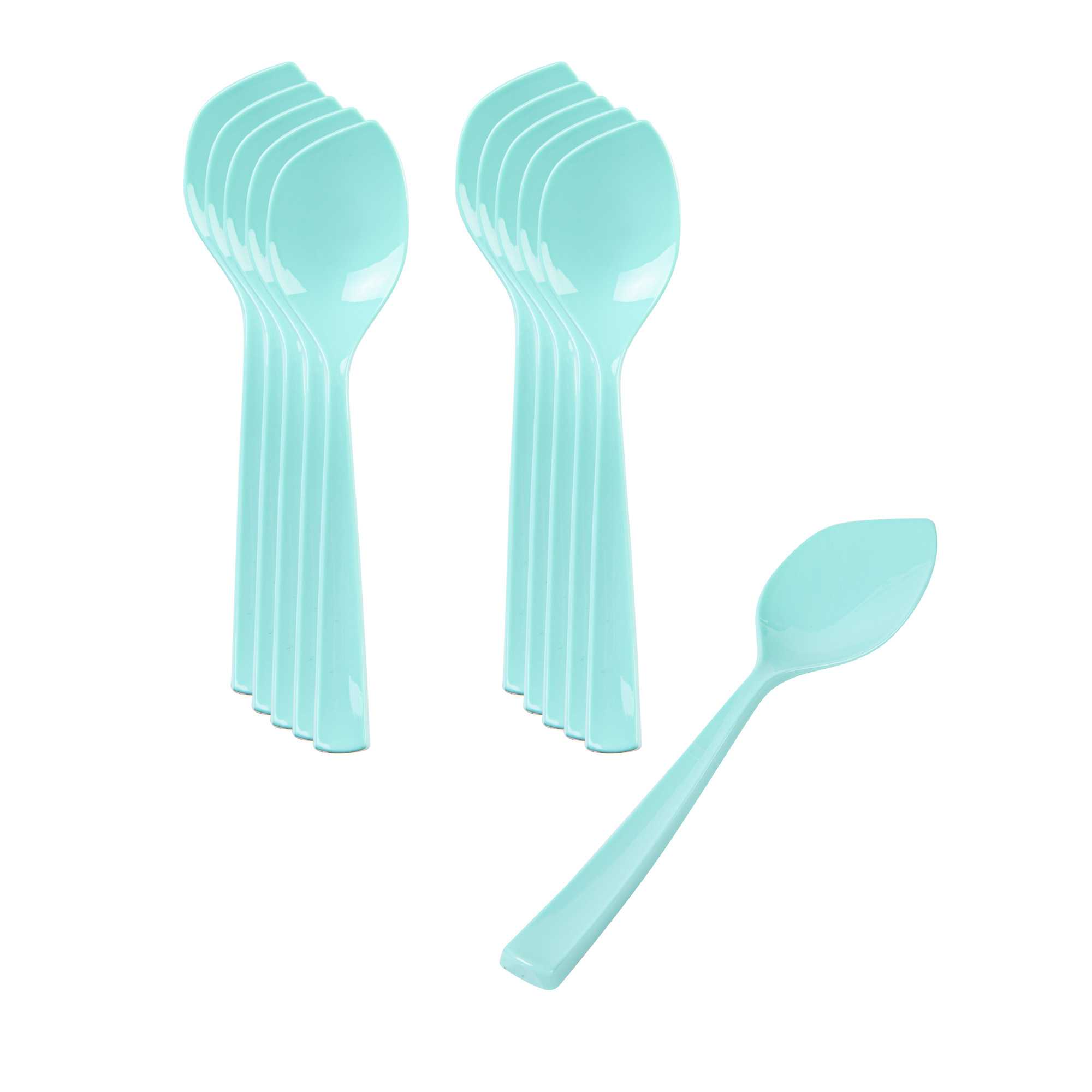 Coppetta Teal Plastic Petal Spoon - 4 1/2" x 1" - 5000 count box