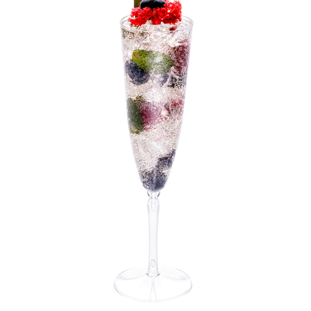 Bev Tek 4 oz Clear Plastic Wedding Champagne Flute - 1-Piece - 2 1/4" x 2 1/4" x 7 1/2" - 100 count box