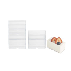 Mini Serve 3 oz Rectangle Clear Plastic Dessert Cup - Stackable - 2 3/4