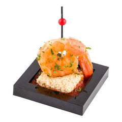 Mini Serve Square Black Plastic Mini Cubic Plate - 2 1/2