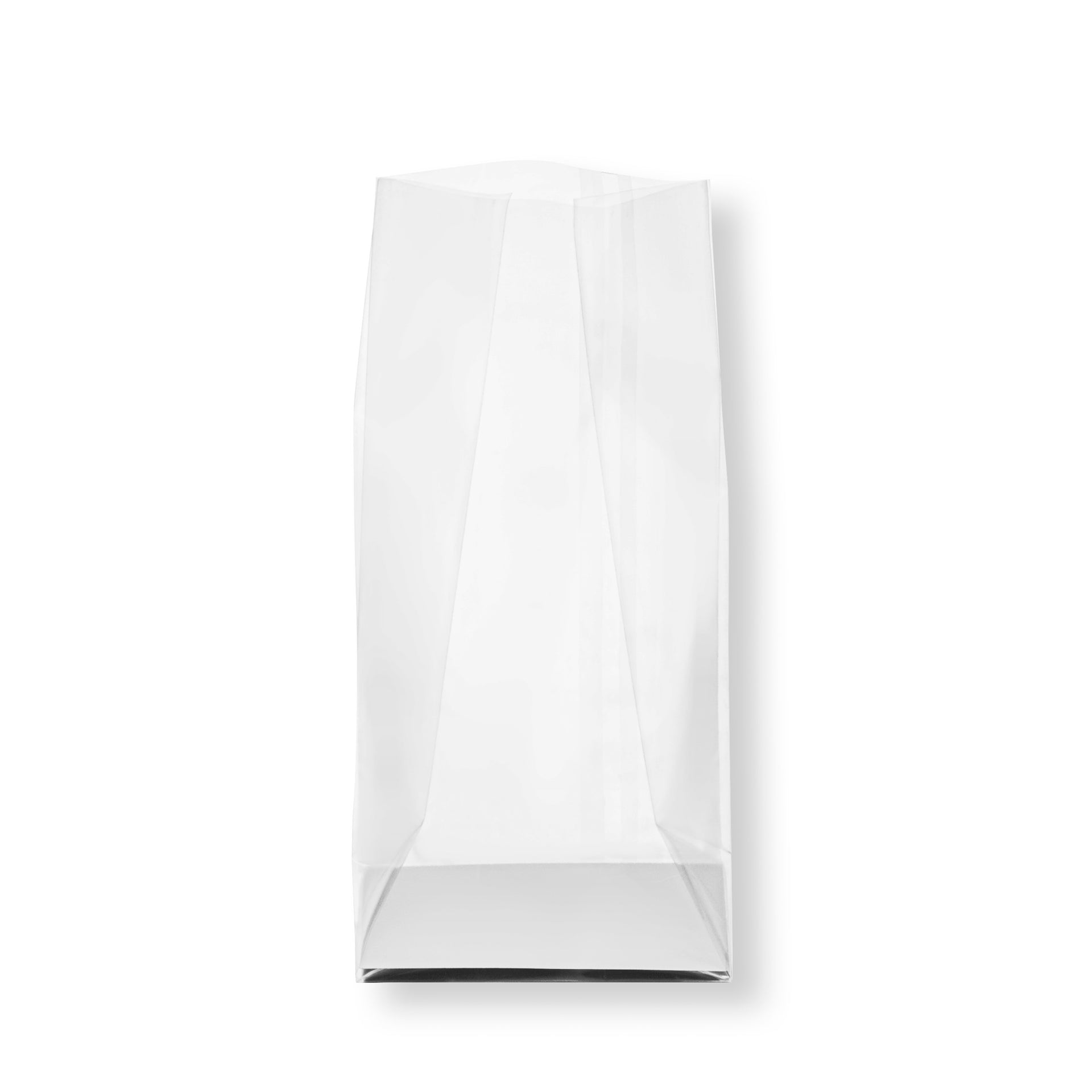 Bag Tek Clear Plastic Gusset Bag - Flat Bottom, Paper Insert, Heat Sealable - 3" x 2" x 8" - 100 count box