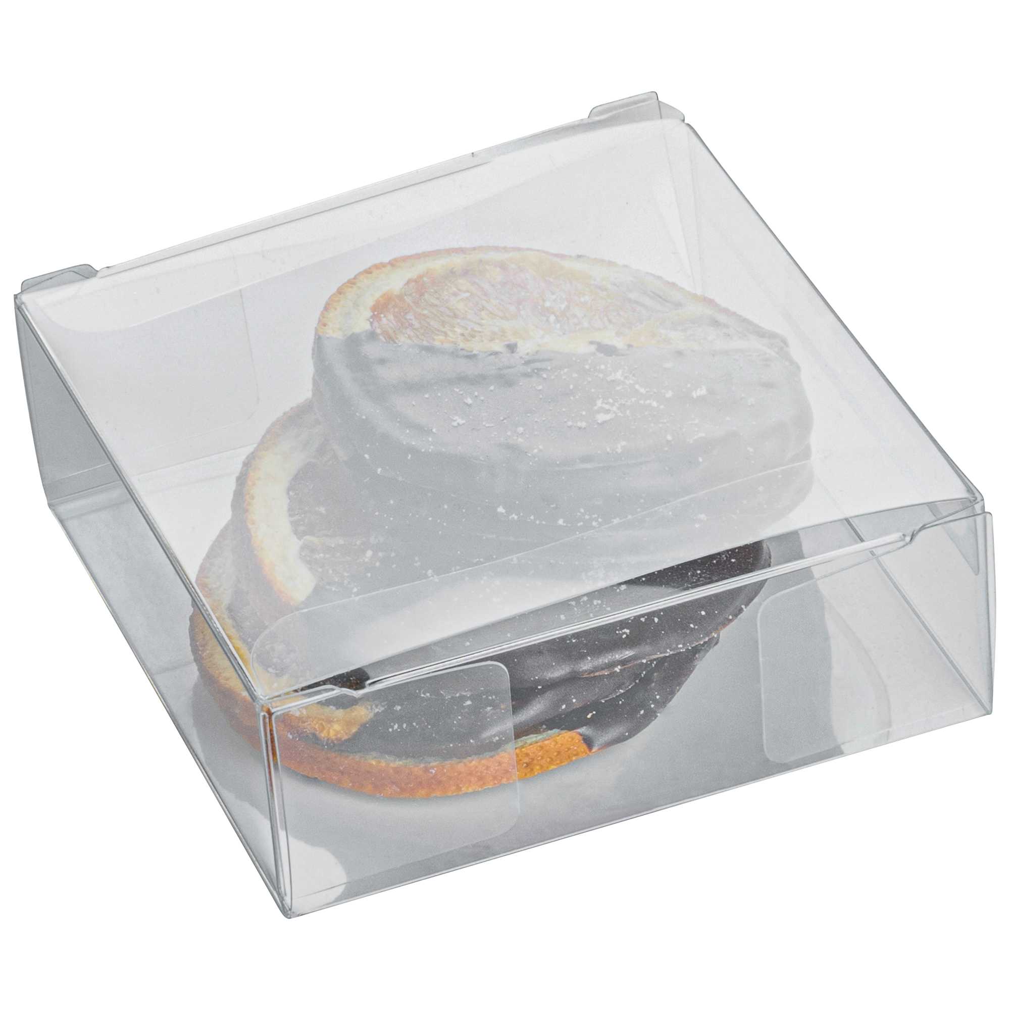 Sweet Vision Square Clear Plastic Candy Box - 3 1/4" x 1 x 3 1/4" - 400 count box
