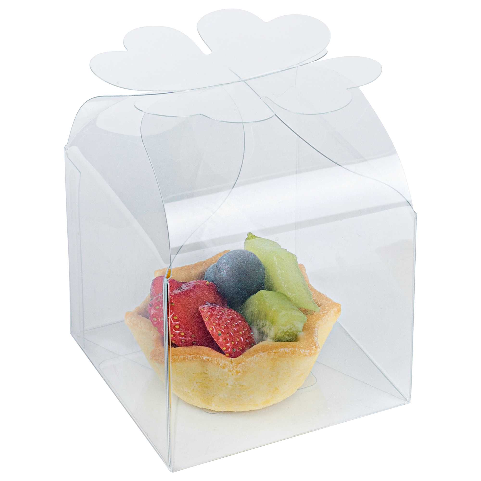 Sweet Vision Clear Plastic Gift Box - Clover Leaf Top - 2 3/4" x 2 3/4" x 2 1/2" - 400 count box
