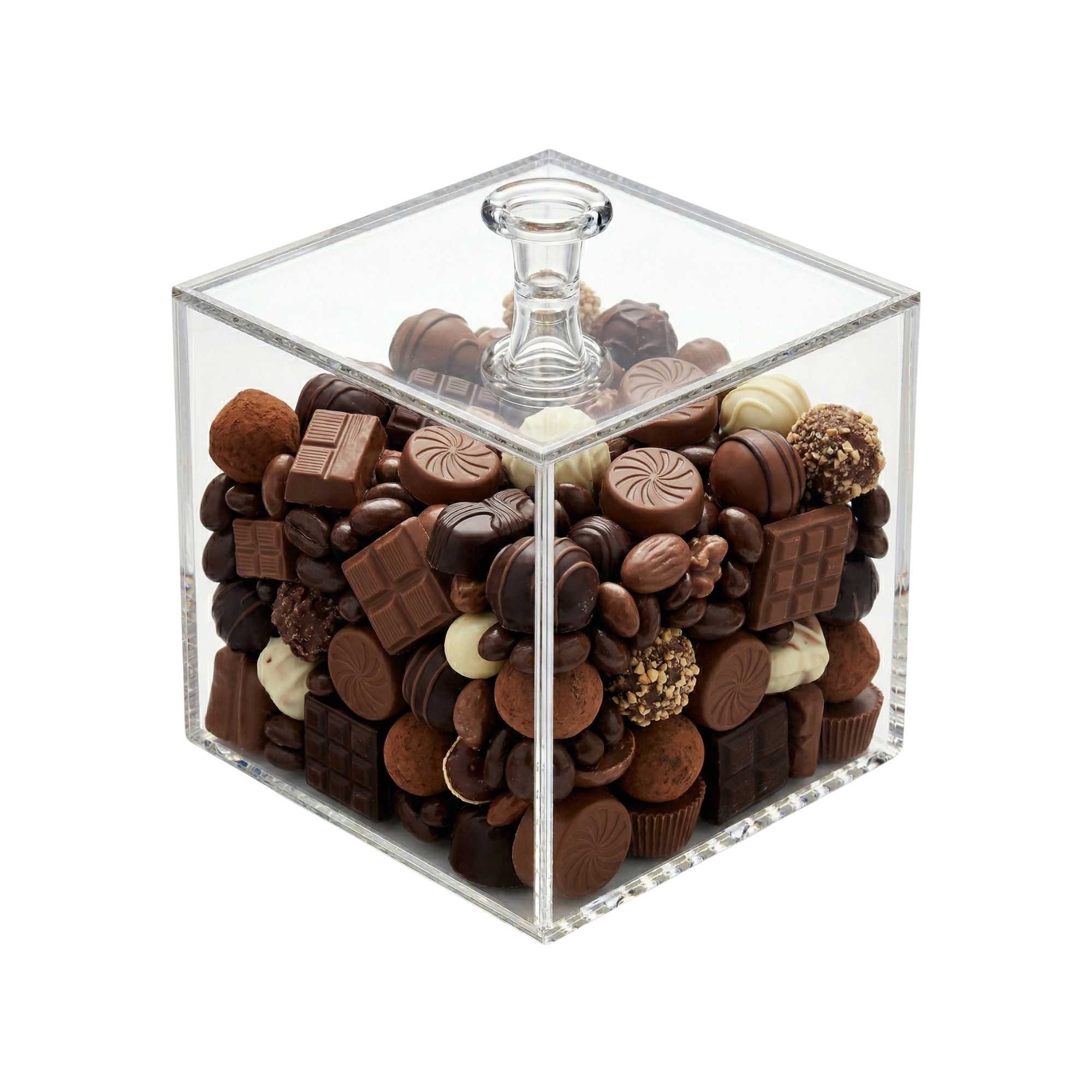 Clear Tek Clear Acrylic Small Candy Container - Display Box - 4" x 4" x 4" - 1 count box