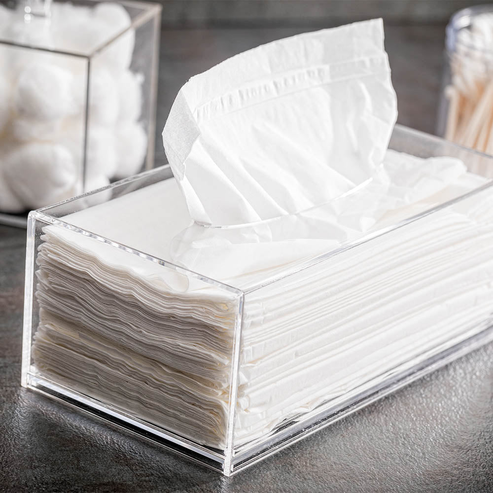 Clear Tek Clear Acrylic Tissue Box - 8 3/4" x 4 3/4" x 3 1/4" - 1 count box