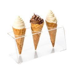 Clear Tek Clear Acrylic Ice Cream Cone Stand - 3 slots - 7