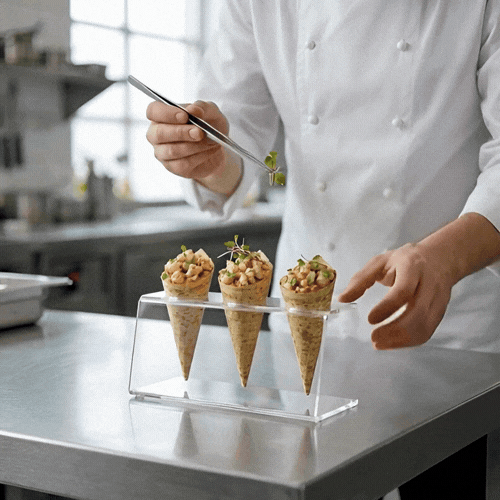 Acrylic Ice Cream Cone Holder - 9 Hole Clear Display Cabinet With Door