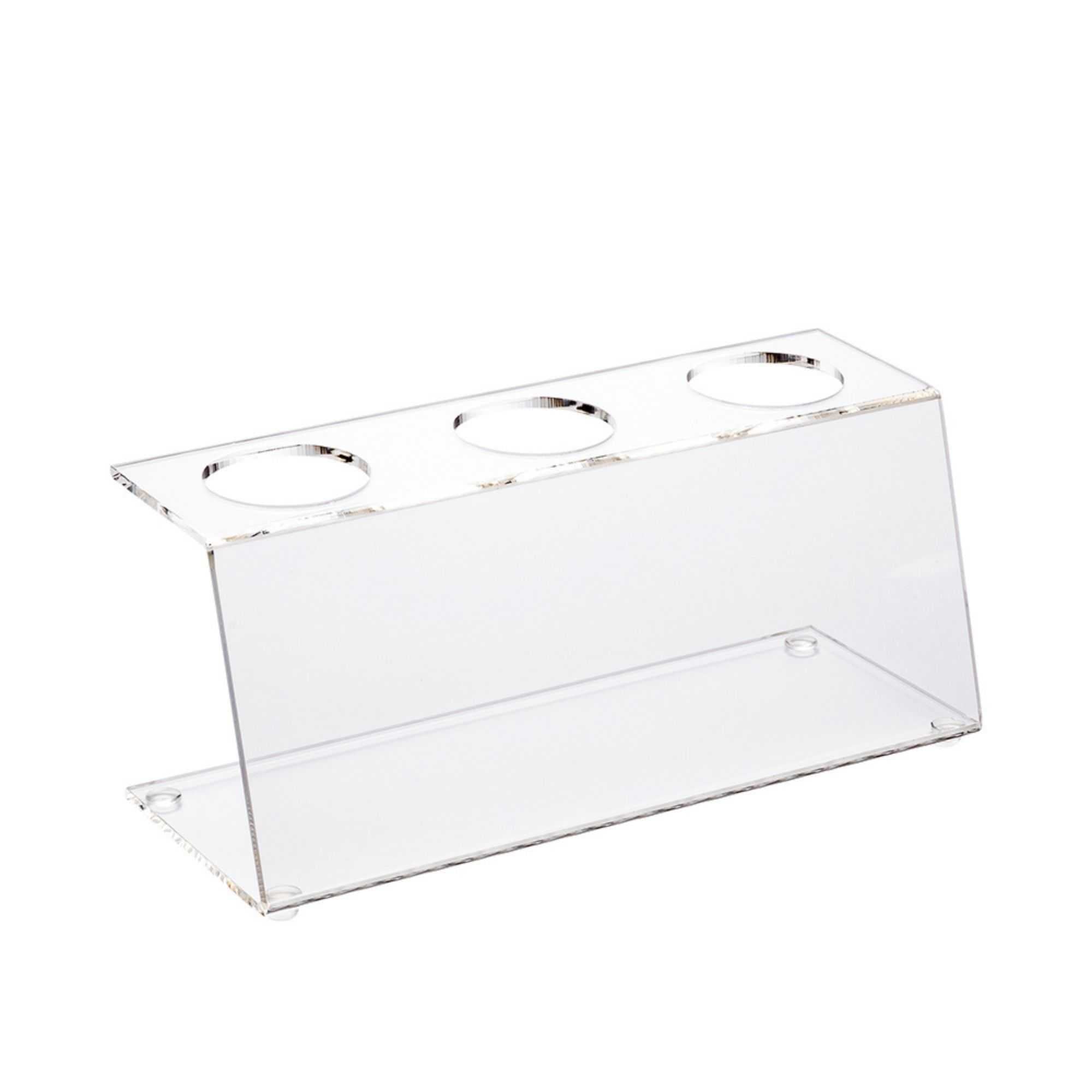 Clear Tek Clear Acrylic Ice Cream Cone Stand - 3 slots - 7" x 2 3/4" x 3 1/4" - 32 count box