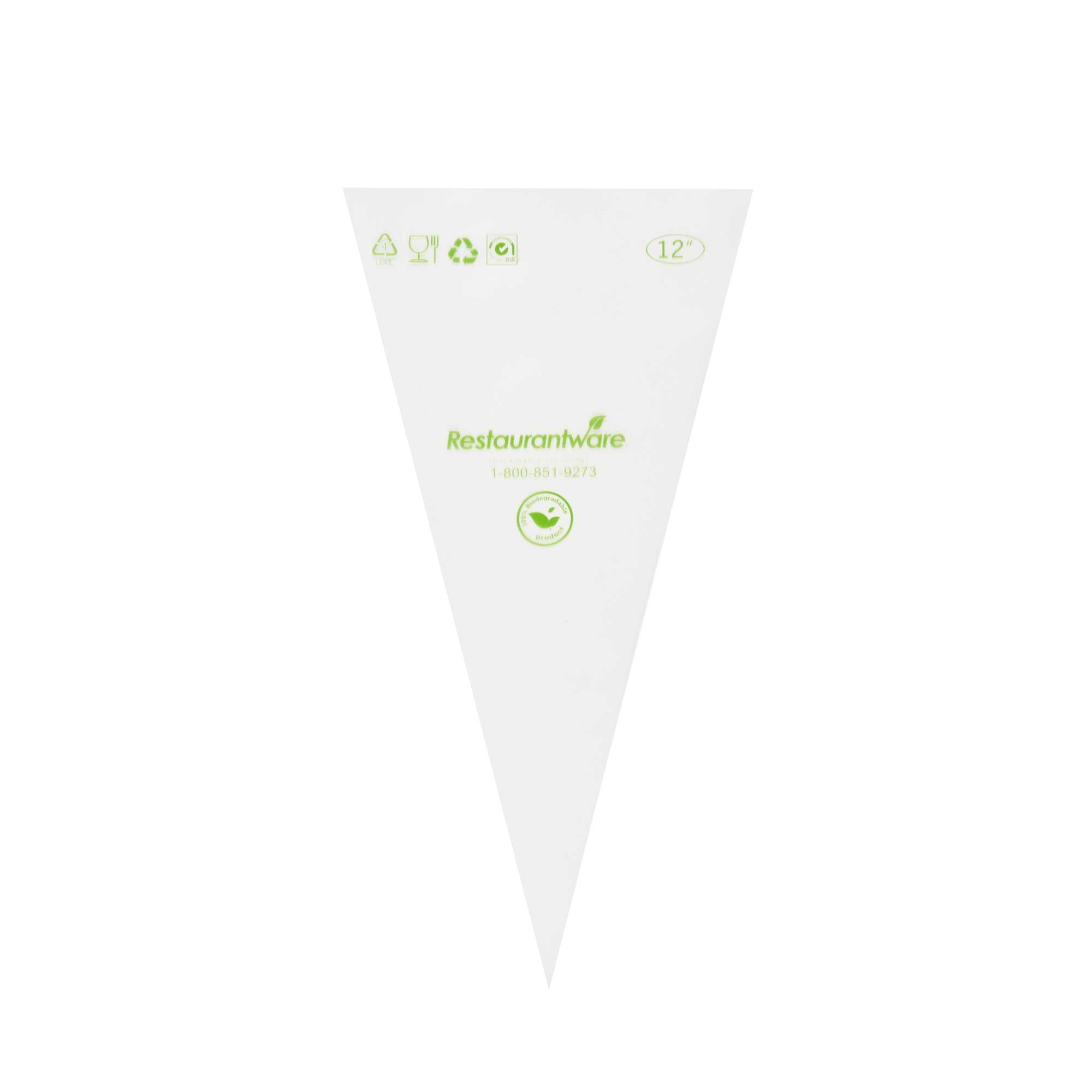 Pastry Tek Clear Plastic Pastry Piping Bag - Biodegradable - 12" x 6" - 100 count box