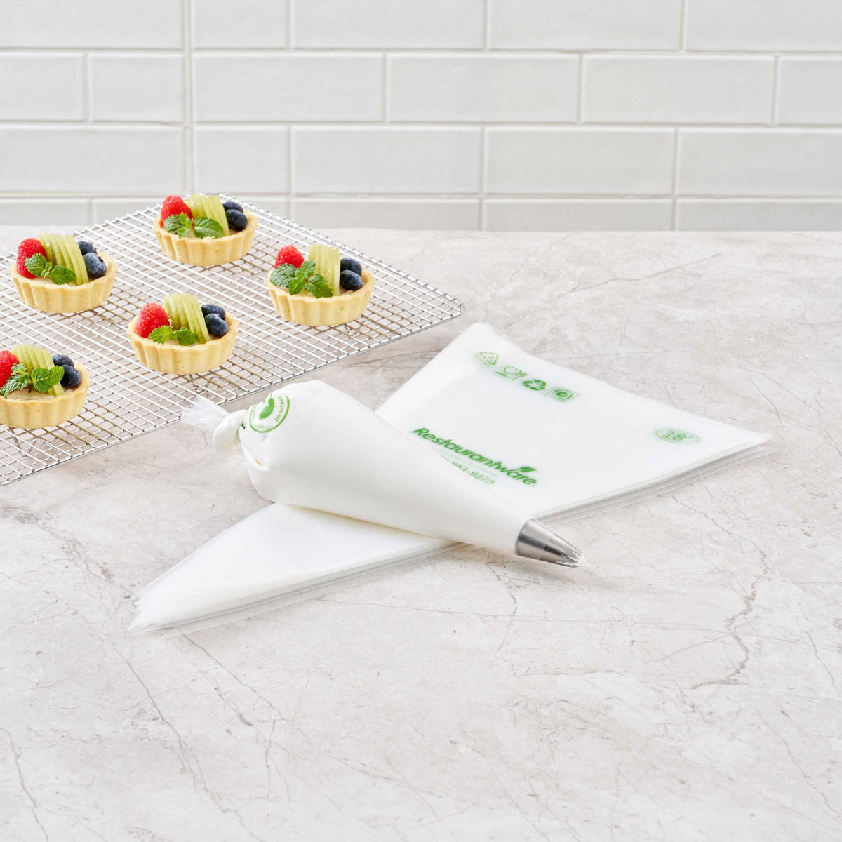 Pastry Tek Clear Plastic Pastry Piping Bag - Biodegradable - 18" x 8 3/4" - 100 count box