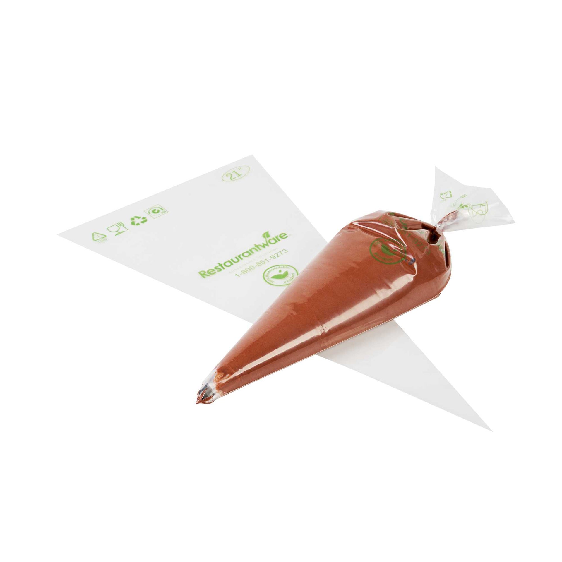 Pastry Tek Clear Plastic Pastry Piping Bag - Biodegradable - 21" x 10 1/4" - 100 count box