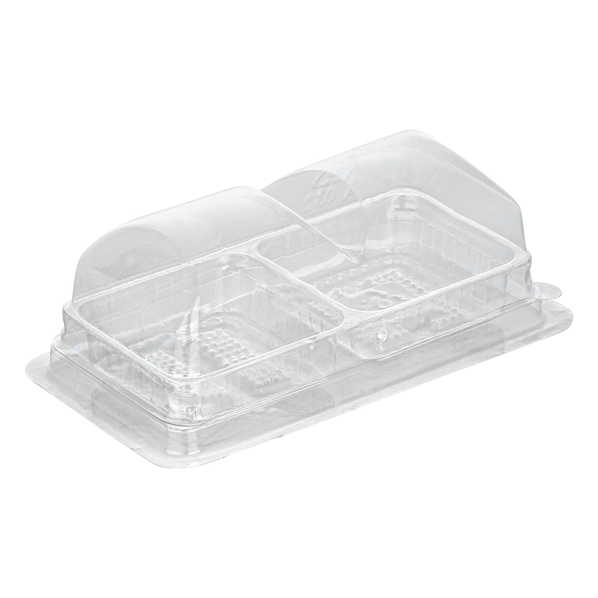 Thermo Tek 5 oz Clear Plastic Pastry Box - with Lid, Duo - 5 1/4" x 3" x 1 3/4" - 100 count box