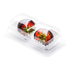 Thermo Tek 5 oz Clear Plastic Pastry Box - with Lid, Duo - 5 1/4