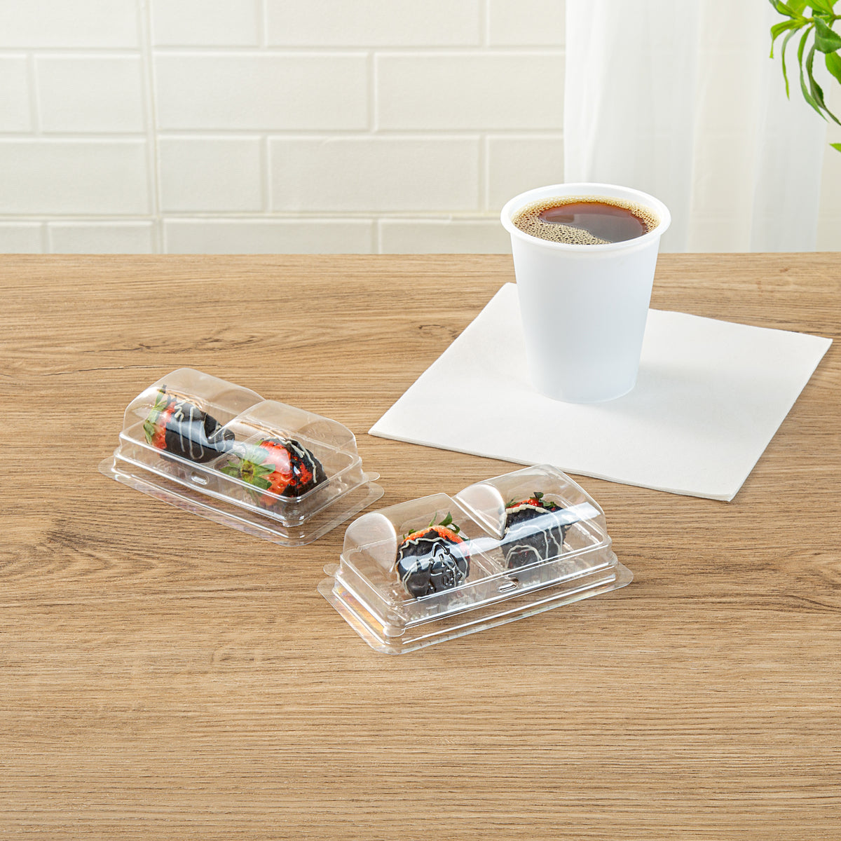 Thermo Tek 5 oz Clear Plastic Pastry Box - with Lid, Duo - 5 1/4" x 3" x 1 3/4" - 100 count box