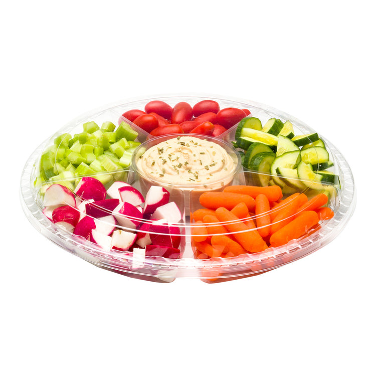 White Round Plastic Divided Serving Tray With Lids, 5 Individual Dishes  Food Storage Containers, Serving Platter For Snack, Fruit, Veggie, Candies,  Et
