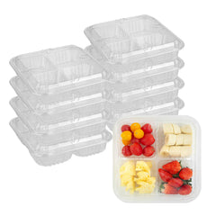 Thermo Tek Square Clear Plastic Serving Platter - with Lid, 4 Compartments - 8 1/4