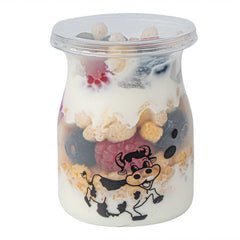 Mini Serve 4 oz Clear Plastic Happy Cow Yogurt Cup - with Lid - 2 1/4