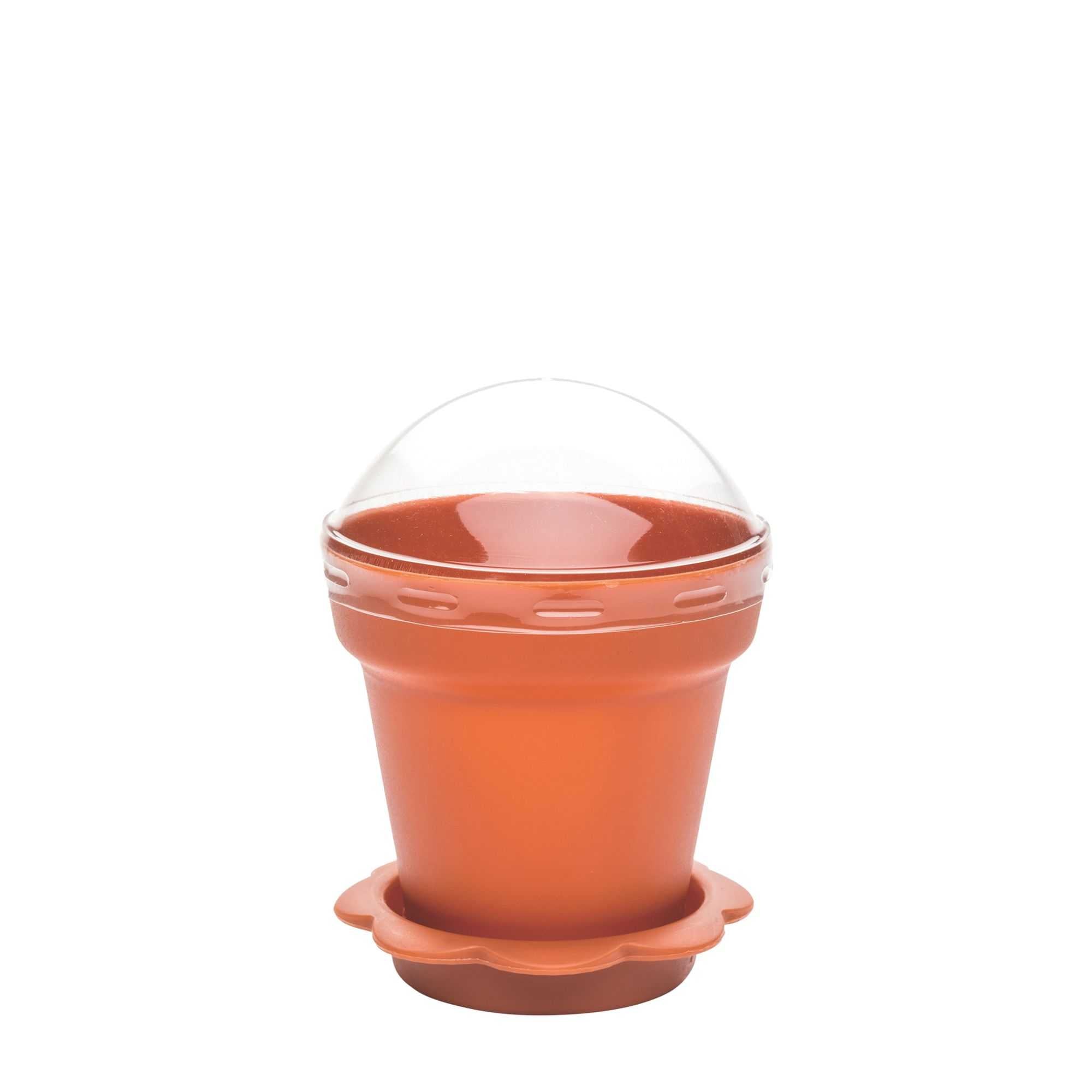 Mini Serve 6 oz Terracotta Plastic Mini Flower Pot Cup - with Lid - 3" x 3" x 3" - 100 count box