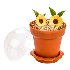6 oz Terracotta Plastic Mini Flower Pot Cup - with Lid - 3