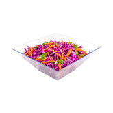 Maxi Serve 90 oz Clear Plastic Modern Medium Catering Serving Bowl - 9 3/4" x 9 3/4" x 4" - 25 count box