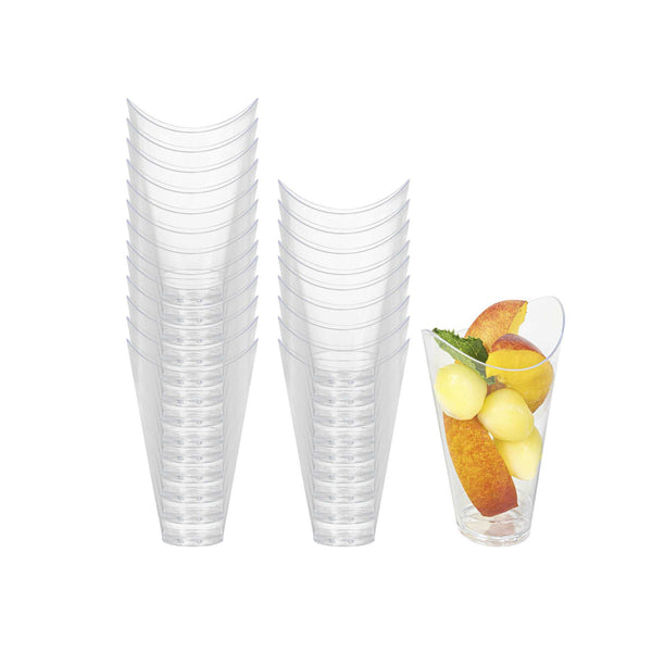 Mini Serve 3 oz Clear Plastic Mini Mezzaluna Cup - 3 1/4
