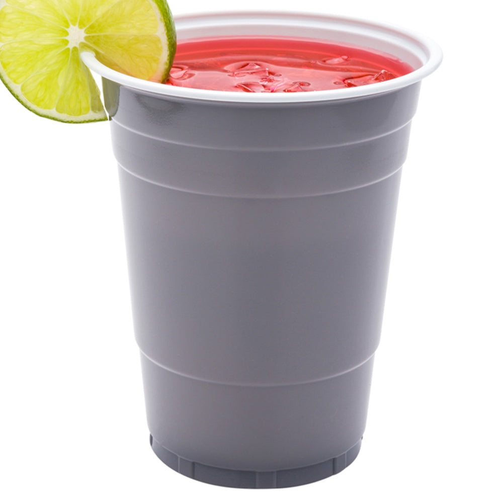 Chef 101 16 oz Gray Plastic Party Cup - 3 3/4" x 3 3/4" x 4 3/4" - 500 count box