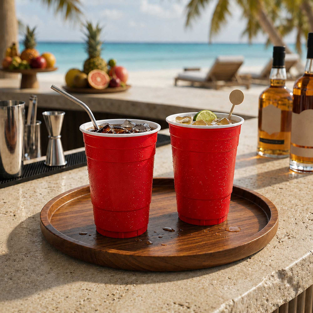 Bev Tek 16 oz Red Plastic Party Cup - 3 3/4" x 3 3/4" x 4 3/4" - 500 count box